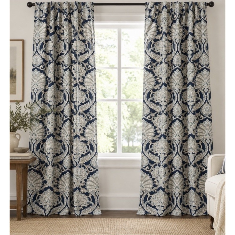 ENVOGUE Window Curtains 2 Panels 60" X 96" Flowers Coastal Colors Floral NEW